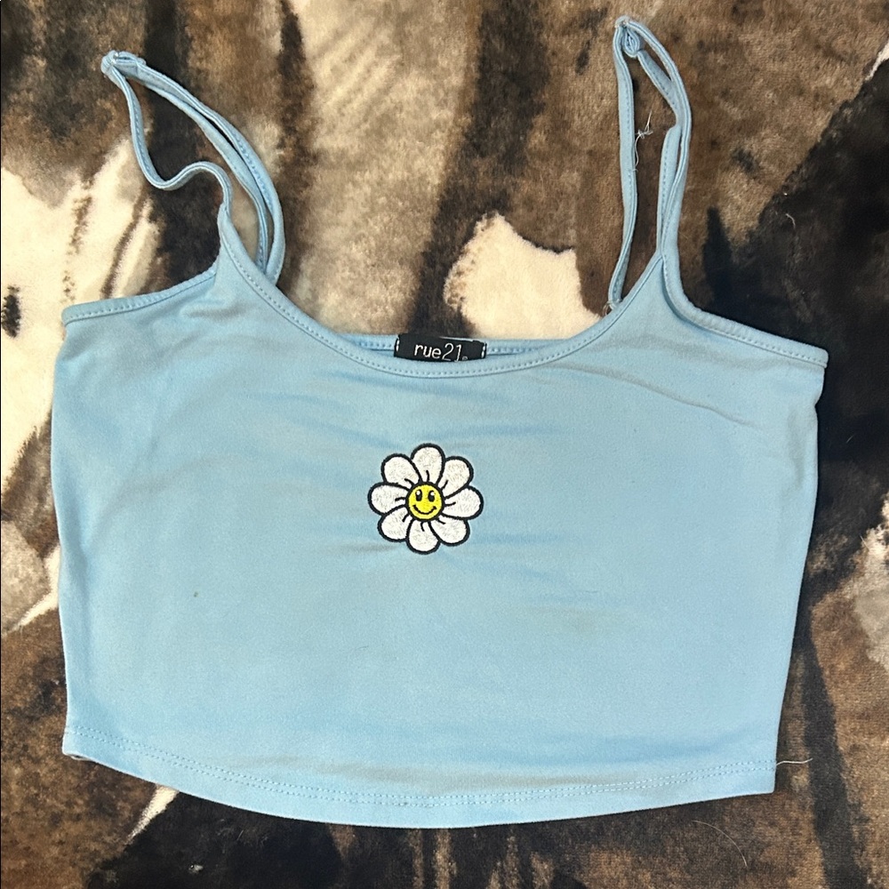 Rue21 Light Blue Camisole with Daisy Embroidery